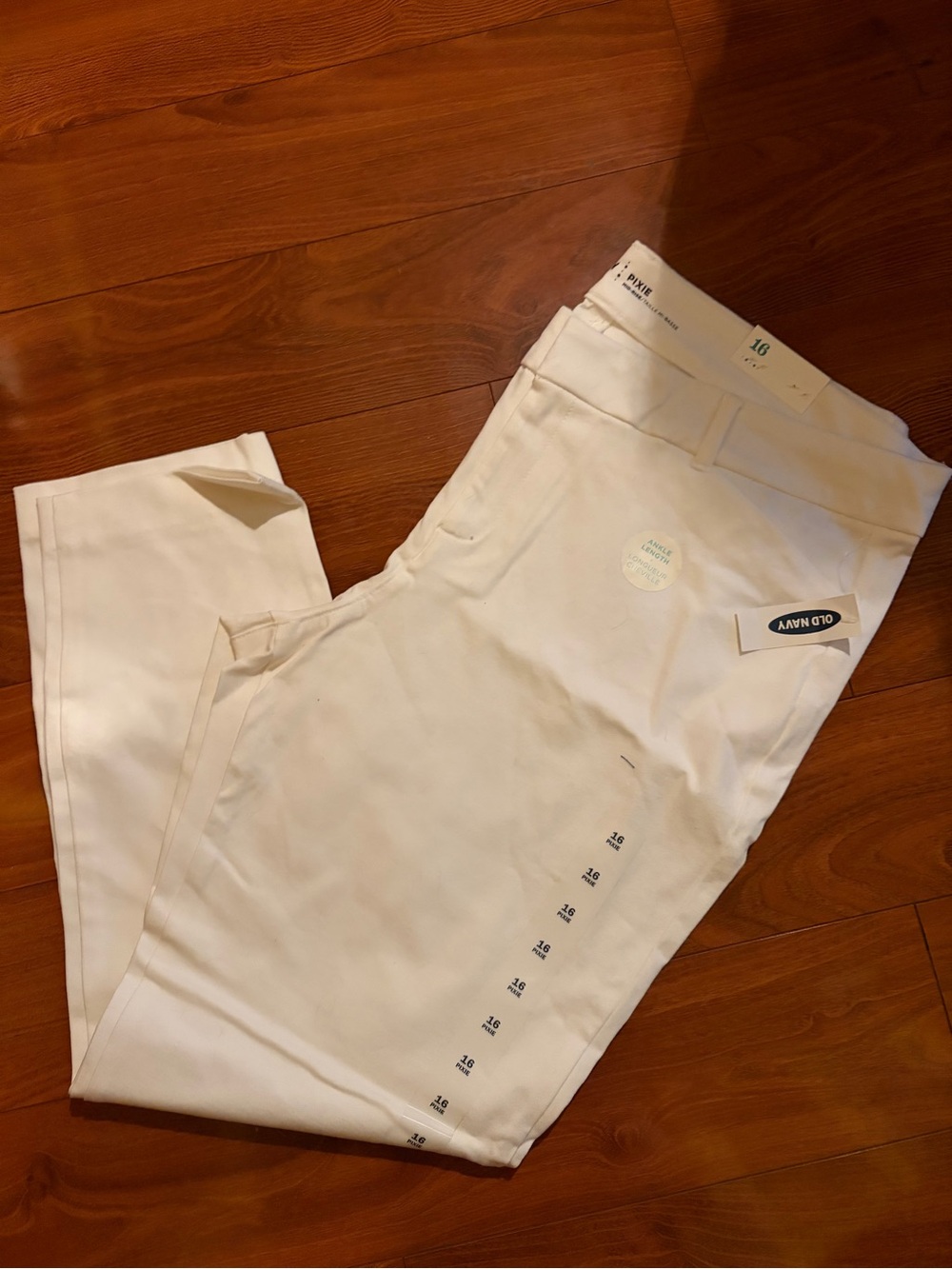 Old Navy Pixie Ankle Pants Womens 16 White Mid Rise Pants BNWT